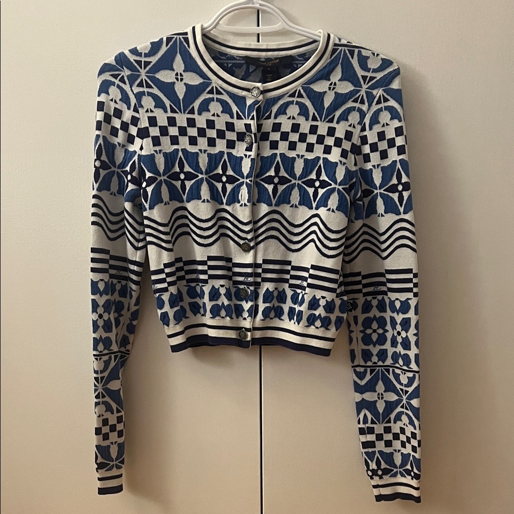 Louis Vuitton Navy and White Patterned Knit